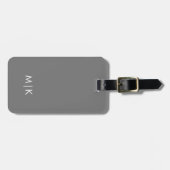 Grijs en wit | Modern monogram Bagagelabel (Voorkant horizontaal)