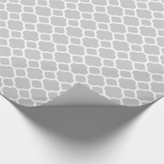 Grijs en wit Modern Quatrefoil Cadeaupapier (Hoek)