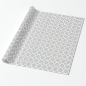 Grijs en wit Modern Quatrefoil Cadeaupapier (Uitgerold)