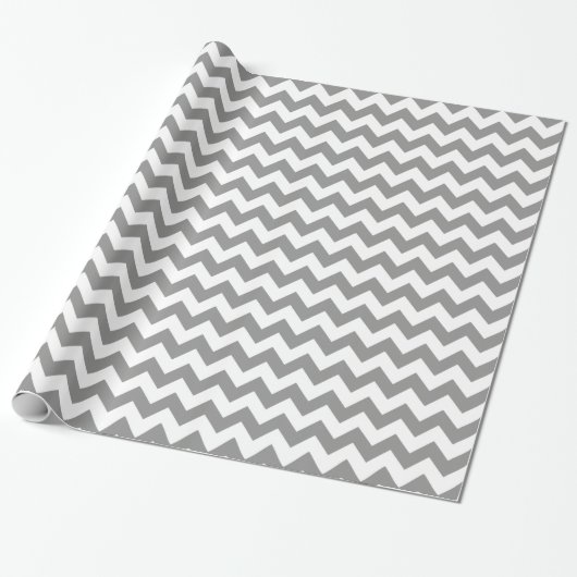 Grijs en wit moderne Chevron Cadeaupapier (Uitgerold)