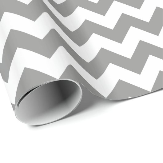 Grijs en wit moderne Chevron Cadeaupapier (Rol Hoek)