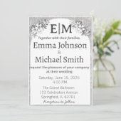 Grijs en wit Moderne Elegantie Floral Line Art Kaart (Staand voorkant)