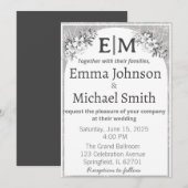 Grijs en wit Moderne Elegantie Floral Line Art Kaart (Voorkant / Achterkant)