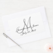 Grijs en Wit Monogram Rechthoek Bruiloft Labels (Envelop)