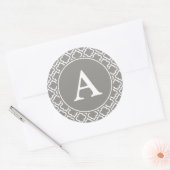 Grijs en Wit Monogram Stickers (Envelop)