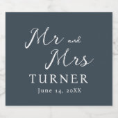 Grijs en wit Mr en Mrs Wedding Sparkling Wijnetiket (Enkel label)