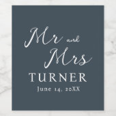 Grijs en wit Mr en Mrs Wedding Wijn Etiket (Enkel label)