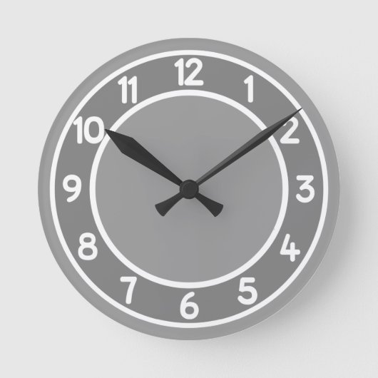 Grijs en wit op elke kleur Achtergrondwandklok Ronde Klok (Voorkant)