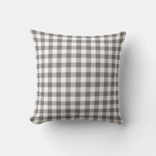 Grijs en Wit Patroon Gingham Gecontroleerd Buitenkussen
