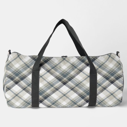 Grijs en Wit Plaid Plunjezak (Voorkant)
