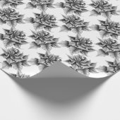 Grijs en Wit Poinsettia Vloeiend kerstpatroon Cadeaupapier (Hoek)