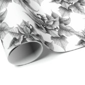 Grijs en Wit Poinsettia Vloeiend kerstpatroon Cadeaupapier (Rol Hoek)