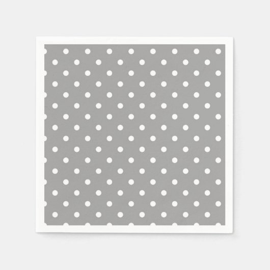 Grijs en wit polka dot moderne glamour servetten (Voorkant)