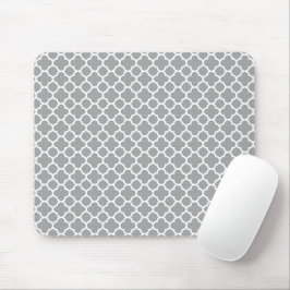 Grijs en wit Quatrefoil Muismat