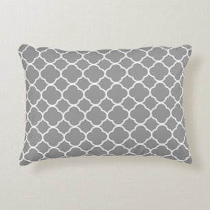 Grijs en wit Quatrefoil Sierkussen Decoratief Kussen