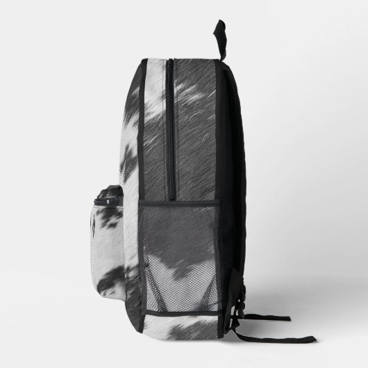 Grijs en wit realistisch koeienhuid print No. 2 Bedrukte Rugzak (Rechts)