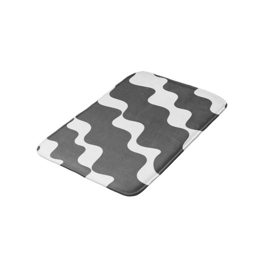 Grijs en wit schuin aflopende golven patroon badmat (Gekanteld)