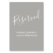 Grijs en wit script teksttabel gereserveerd kaart (Achterkant)