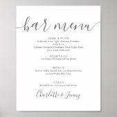 Grijs en wit Signature Script Bar Menubord Poster (Voorkant)