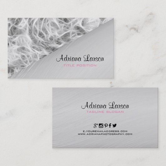Grijs en wit Smokey Design Visitekaartje (Voorkant / Achterkant)