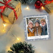 Grijs en Wit Sneeuwvlokken Vakantie Kaart