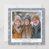 Grijs en Wit Sneeuwvlokken Vakantie Kaart (Voorkant)