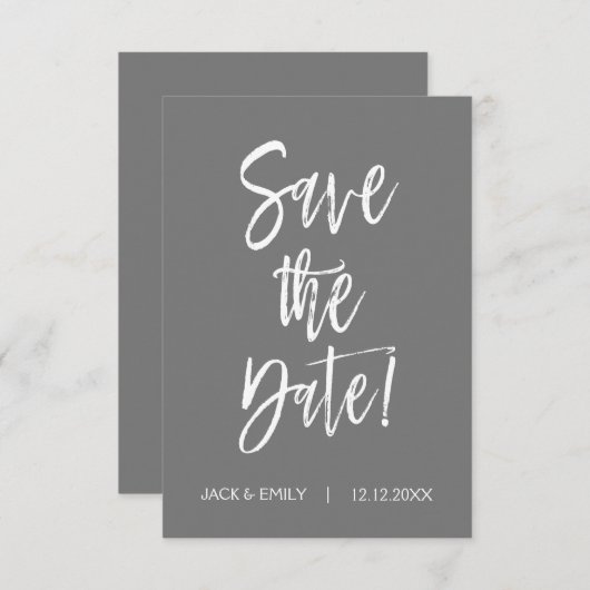 Grijs en Wit sparen de Datum Kaart (Voorkant / Achterkant)