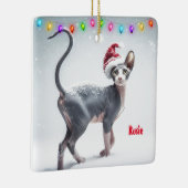 Grijs en Wit Sphynx Kat Kerstmis Keramisch Ornament (Rechts)