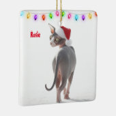 Grijs en Wit Sphynx Kat Kerstmis Keramisch Ornament (Rechts)