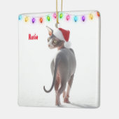 Grijs en Wit Sphynx Kat Kerstmis Keramisch Ornament (Links)