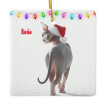Grijs en Wit Sphynx Kat Kerstmis