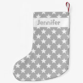 grijs en wit Star-patroon met aangepaste naam Kleine Kerstsok (Achterkant)