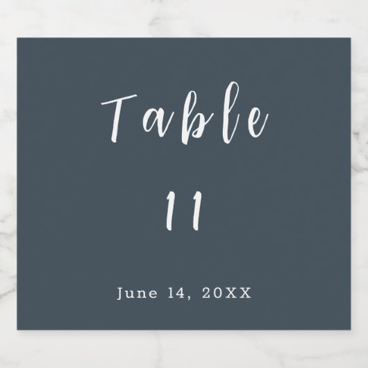 Grijs en Wit Tafelnummer Bruiloft Sparkling Wijnetiket (Enkel label)