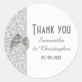 Grijs en wit traditioneel gezicht bedankt ronde sticker