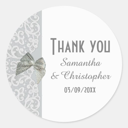 Grijs en wit traditioneel gezicht bedankt ronde sticker (Voorkant)