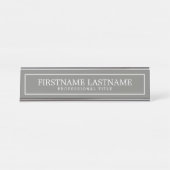 Grijs en Wit Traditionele Grensnaam Titel Bureau Naambordje (Voorkant)