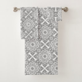 Grijs en wit Tribal Badhanddoek Set Bad Handdoek