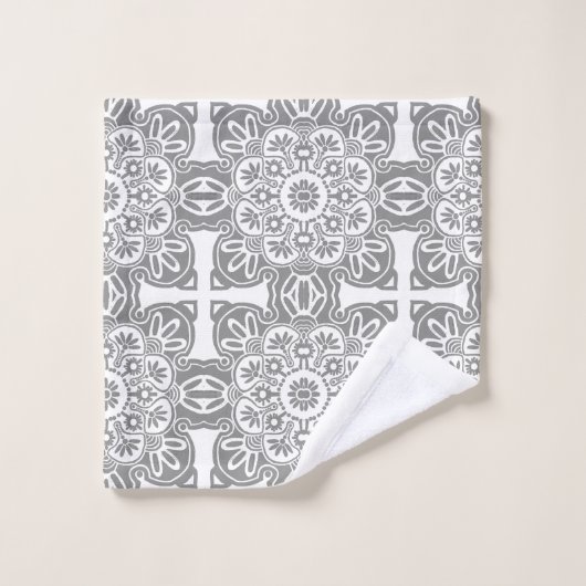 Grijs en wit Tribal Badhanddoek Set Bad Handdoek (Wasdoekje)