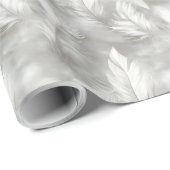 Grijs en wit veerpatroon bruids- cadeaupapier (Rol Hoek)