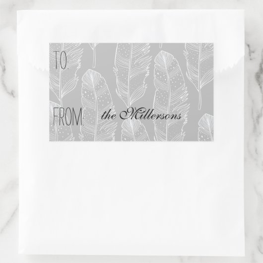 Grijs en wit veren cadeau Label (Tas)