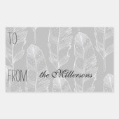 Grijs en wit veren cadeau Label (Voorkant)