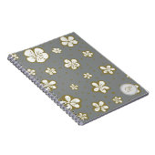 Grijs en wit vergeten me de florale noten notitieboek (Rechterzijde)