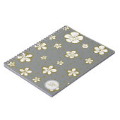 Grijs en wit vergeten me de florale noten notitieboek (Linkerzijde)