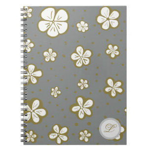 Grijs en wit vergeten me de florale noten notitieboek