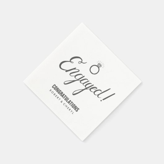 Grijs en wit verlovingsfeest servetten (Hoek)