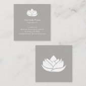 Grijs en wit vierkant Eenvoudig Lotus Visitekaartj Vierkante Visitekaartje (Voorkant / Achterkant)