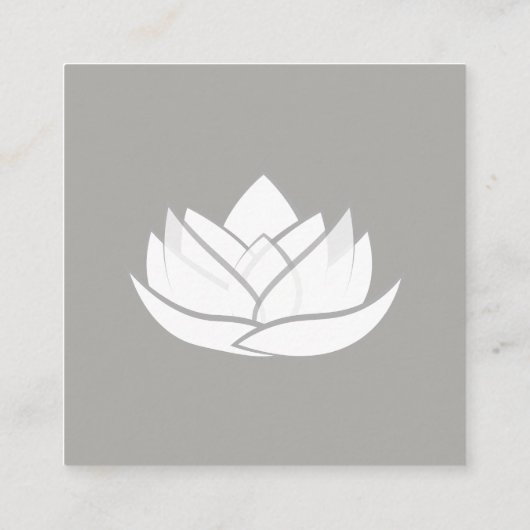 Grijs en wit vierkant Eenvoudig Lotus Visitekaartj Vierkante Visitekaartje (Achterkant)
