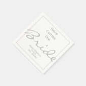 Grijs en wit Vrijgezellenfeest, hier komt de bruid Servet (Hoek)