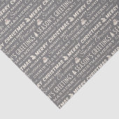 Grijs en Wit Vrolijk Kerstmis Retro Typografie Tissuepapier (Detail)