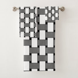 Grijs en wit weefsel geometrisch patroon bad handdoek